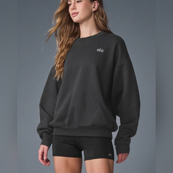 ALO Yoga Black Women's Sweater Accolade Crew Neck Pullover - Picture 1 of 5